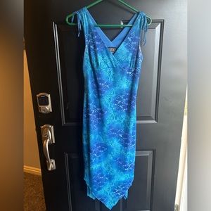 Antique multi color blue mid calf dress.